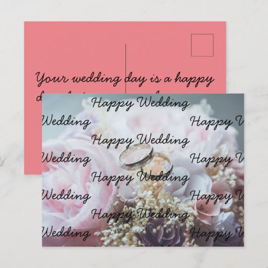 Gelukkige bruiloft briefkaart (Voorkant / Achterkant)