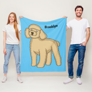 Gelukkige bruine poedel cartoon illustratie  fleece deken