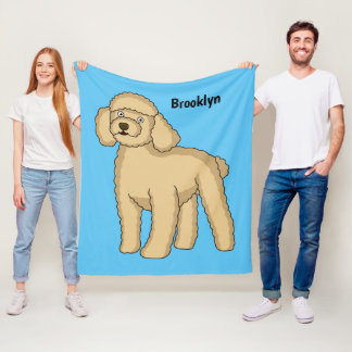 Gelukkige bruine poedel cartoon illustratie fleece deken