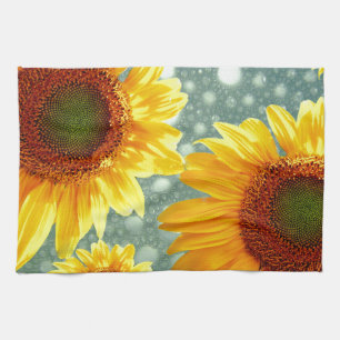 Gelukkige Bruisende Zonnebloemen Theedoek