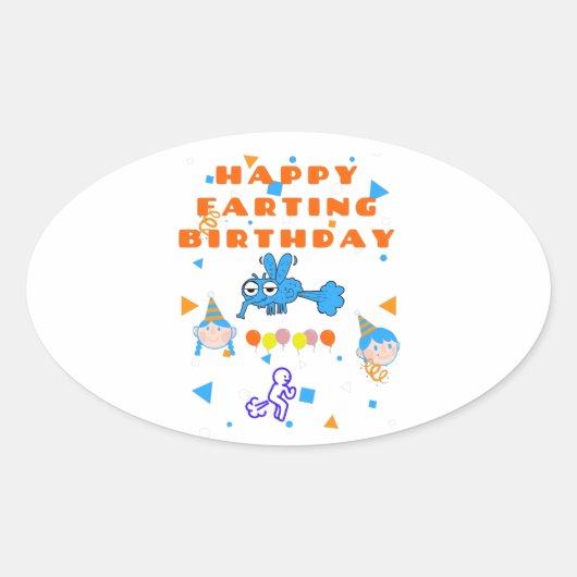Gelukkige Bug Furende Verjaardag Ovale Sticker (Voorkant)
