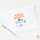 Gelukkige Bug Furende Verjaardag Ovale Sticker (Envelop)
