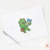 Gelukkige Cactus Postbode Cute Die-Cut Sticker (Envelop)