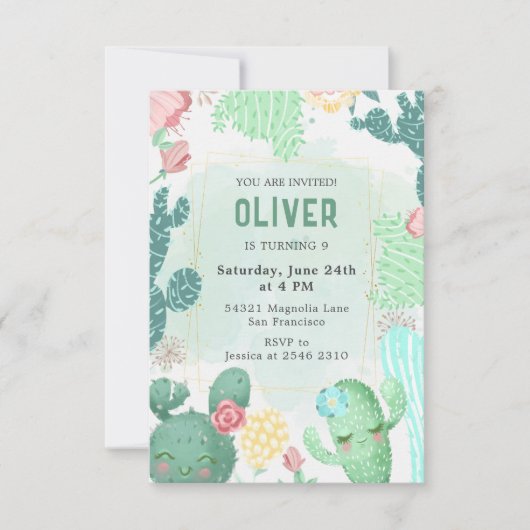 Gelukkige Cactussen Verjaardag Kaart (Voorkant)