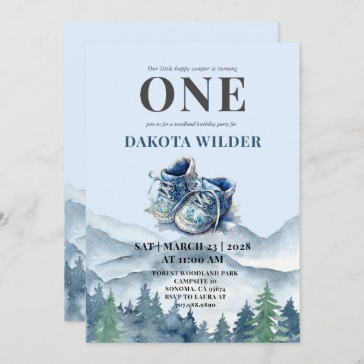 Gelukkige Camper 1e Verjaardag Camping Party Kaart (Voorkant / Achterkant)