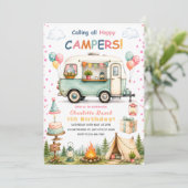 Gelukkige Camper 1e Verjaardag Kaart (Staand voorkant)