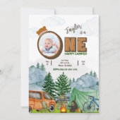 Gelukkige Camper 1e Verjaardag Uitnodigen (Jongen, Kaart (Voorkant)