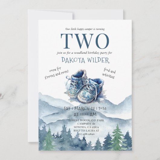 Gelukkige Camper 2e Verjaardag Camping Party Kaart (Voorkant)