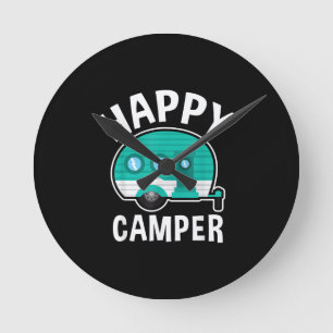 Gelukkige Camper Camping Auto Caravan Grappige Vak Ronde Klok