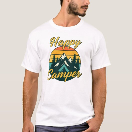 Gelukkige camper, camping vibes t-shirt (Voorkant)