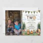 Gelukkige Camper Dubbele Gezamenlijke Verjaardagsf Kaart (Voorkant)