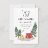 Gelukkige camper eerste verjaardag uitnodiging (Voorkant)