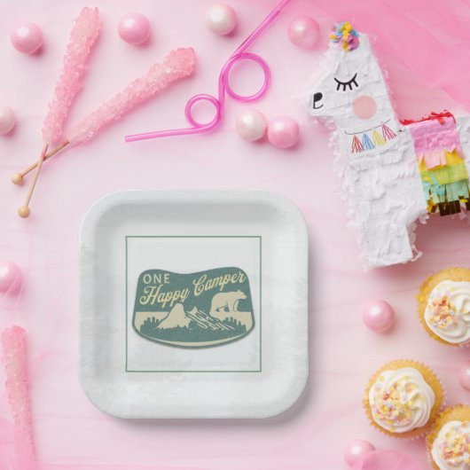 Gelukkige camper, gunstbox, avontuur, Nationaal Pa Papieren Bordje (Feest)