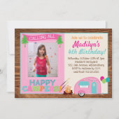 Gelukkige Camper Meisje Foto Verjaardagsfeest Kaart (Voorkant)