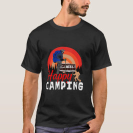 Gelukkige Camping Retro Zonsondergang Wandelavontu T-shirt