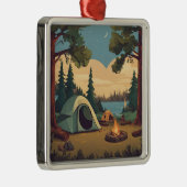 Gelukkige Camping Tent en Kampvuur Metalen Ornament (Rechts)