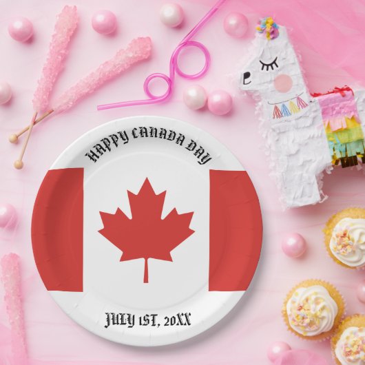 Gelukkige Canada Dag 1 Juli Partij Papieren Bordje (Feest)