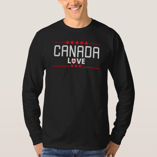 Gelukkige Canada Dag Liefde Maple Leaf Hart Canada T-shirt (Voorkant)