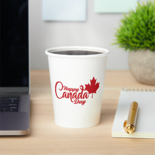 Gelukkige Canada Dag met Maple Leaf Papieren Bekers