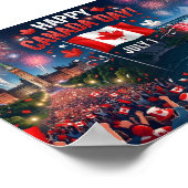 Gelukkige Canada Day-vieringen vuurwerk Poster (Hoek)