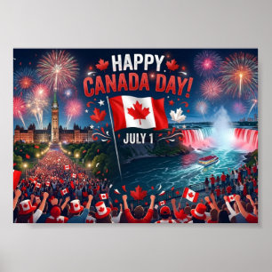 Gelukkige Canada Day-vieringen vuurwerk Poster