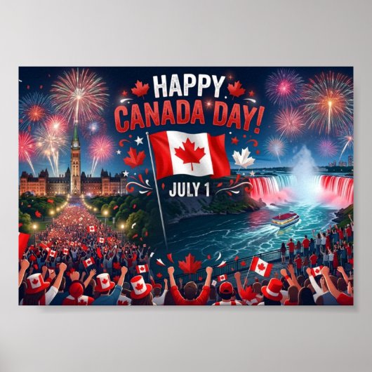 Gelukkige Canada Day-vieringen vuurwerk Poster (Voorkant)