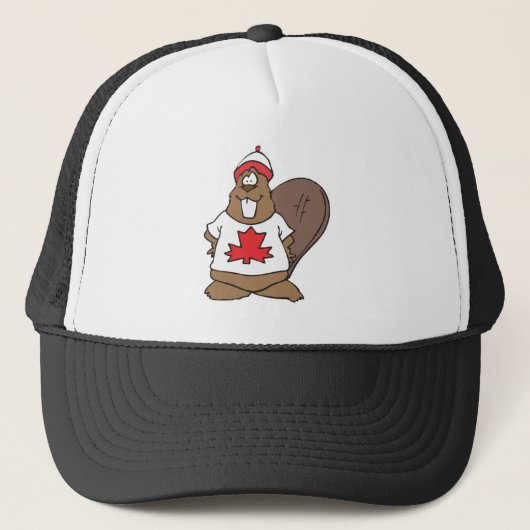 gelukkige Canadese bever Trucker Pet (Voorkant)