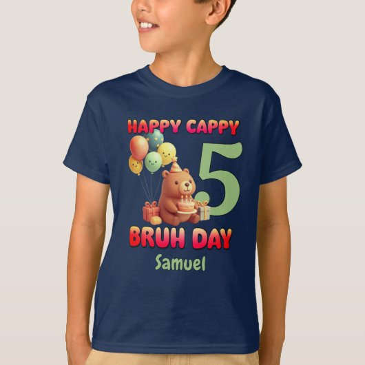 GELUKKIGE CAPPY BROER DAG Aangepaste Capybara 5e V T-shirt (Voorkant)