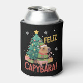 Gelukkige Capybara Elf Kerstmis Kerstboom Blikjeskoeler (Blikje Voorkant)