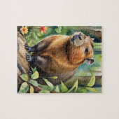 Gelukkige Capybara in Regenwoud Wild Dier Legpuzzel (Horizontaal)