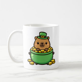 Gelukkige Capybara Pot met Goud Grappige St. Patri Koffiemok