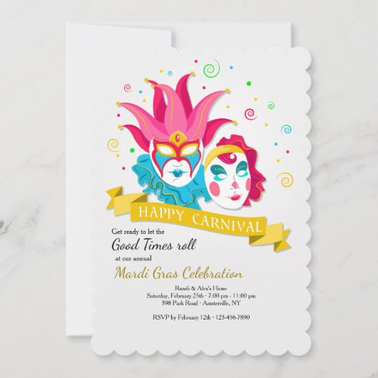 Gelukkige Carnaval Uitnodiging (Voorkant)