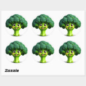 Gelukkige Cartoon Broccoli-personage met een plezi Ronde Sticker (Vel)