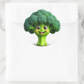Gelukkige Cartoon Broccoli-personage met een plezi Ronde Sticker (Tas)