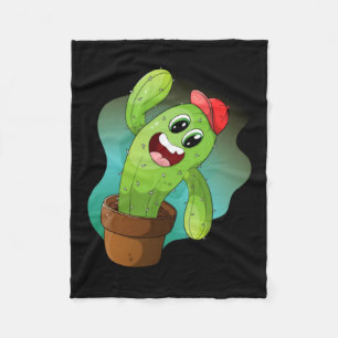 Gelukkige Cartoon Cactus Plant Fleece Deken
