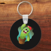 Gelukkige Cartoon Cactus Plant Sleutelhanger (Voorkant)