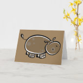 Gelukkige Cartoon Hippo Kaart (Gele Bloem)
