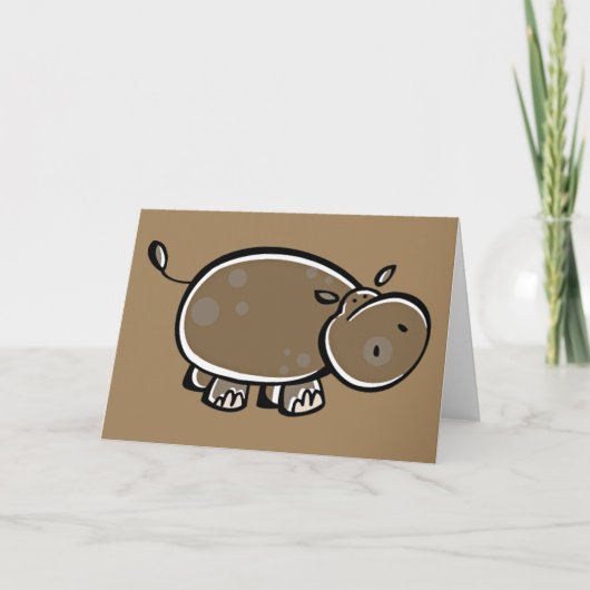 Gelukkige Cartoon Hippo Kaart (Voorkant)