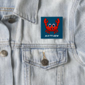 Gelukkige Cartoon krab gepersonaliseerde Kinder Vierkante Button 5,1 Cm (In situ)