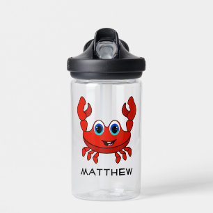 Gelukkige Cartoon krab gepersonaliseerde Kinder Waterfles