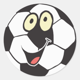 gelukkige cartoon voetbal ronde sticker