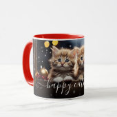 Gelukkige Catmas Kat Mooie Foto Sjabloon Tekst Mok (Voorkant links)