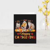 Gelukkige Catsgiving Siamese Kat Herfst Herfst Sfe Kaart (Gele Bloem)