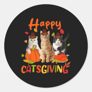 Gelukkige Catsgiving Thanksgiving Kitten Kat Draag Ronde Sticker