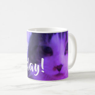 Gelukkige Caturday Schattige Paarse Kat Koffiemok