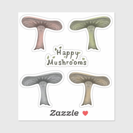 Gelukkige champignons stickers (Vel)