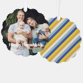 Gelukkige Chanoeka aangepaste fototekst moderne st Ornament Kaart