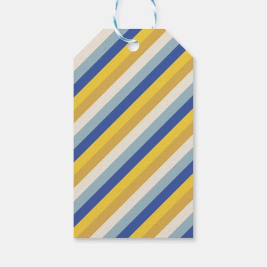 Gelukkige Chanoeka blauw goud strepen naar van mod Cadeaulabel (Achterkant)