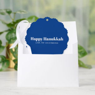 Gelukkige Chanoeka blauw wit minimalistische aange Ornament Kaart