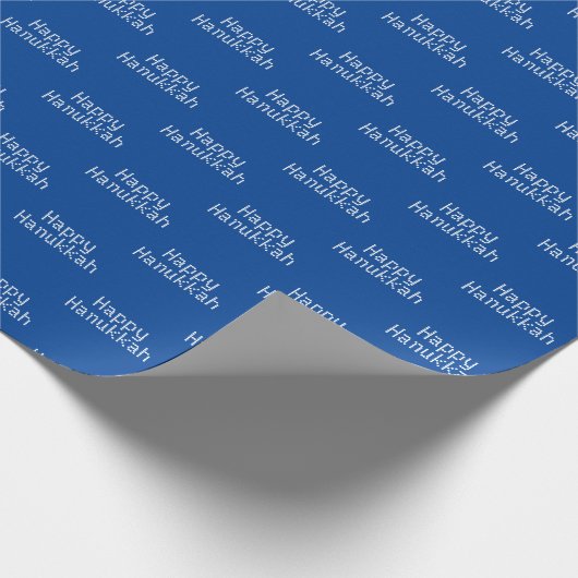 Gelukkige Chanoeka blauw wit minimalistische typog Cadeaupapier (Hoek)